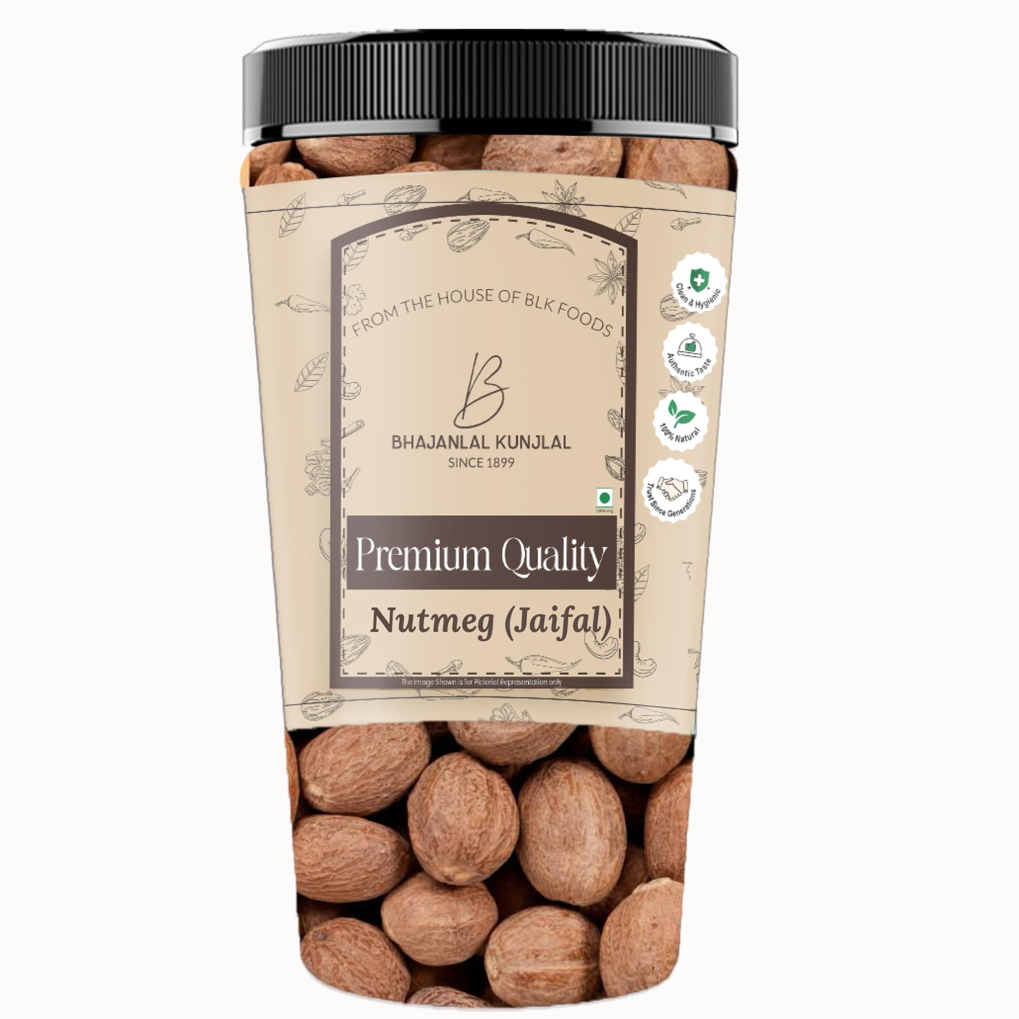 Bhajanlal Kunjlal Whole Nutmeg 200g | Jaiphal, Jajikaya, Jatikka (B0CVV91VLT) Amazon Price History, Amazon Price Tracker