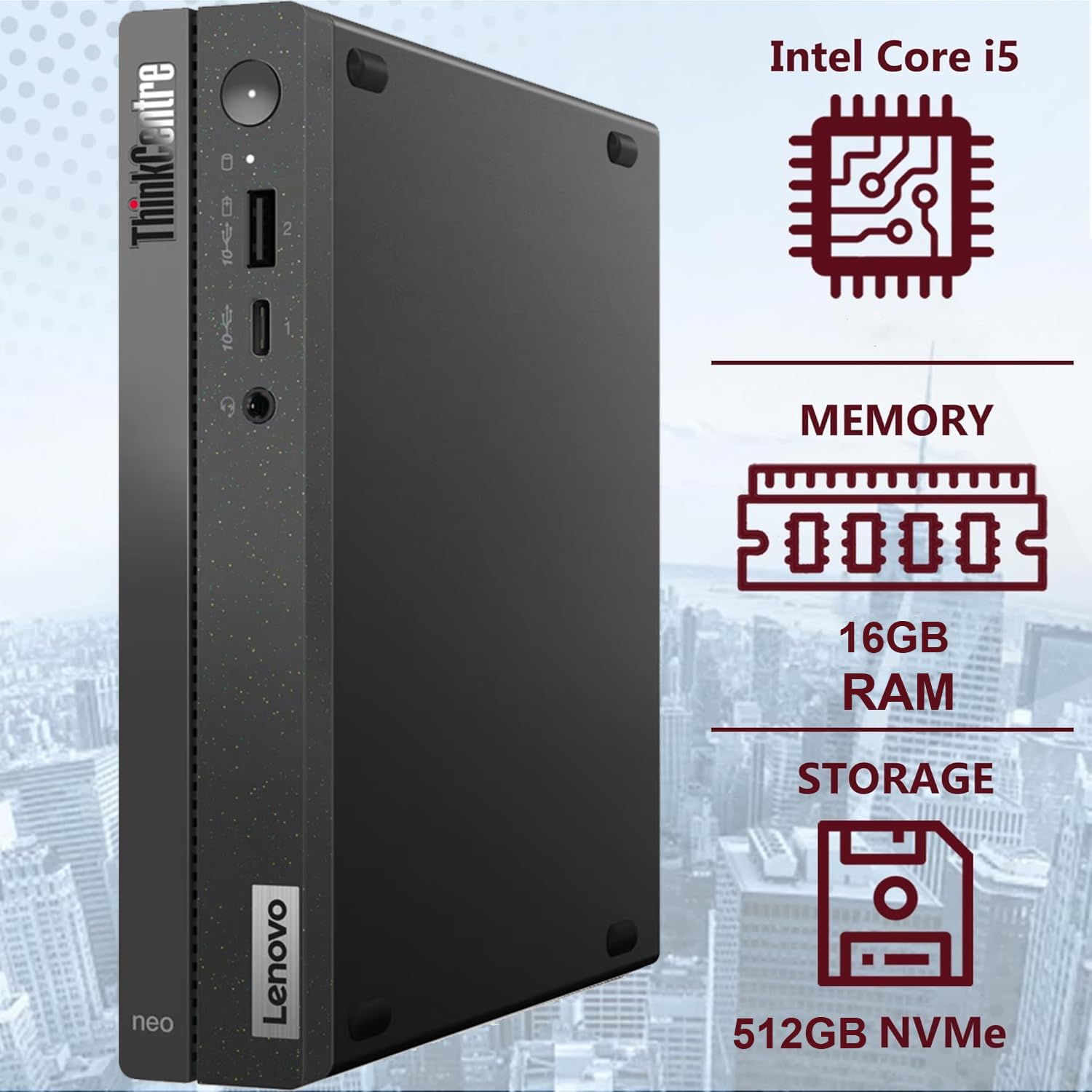 Lenovo ThinkCentre M70q Gen 5 Tiny Business Desktop (Intel 10-Core
