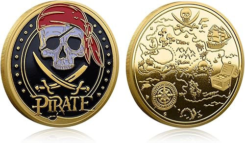 Joygulls Treasure Island Bay Moneda Cráneo Barco Pirata Challenge Coin