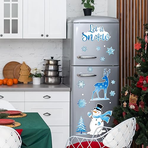 Miniatura 4 de Pasimy 29 piezas de imanes decorativos para nevera Let It Snow, decoración de nevera, copo de nieve, muñeco de nieve, puerta de garaje, calcomanías