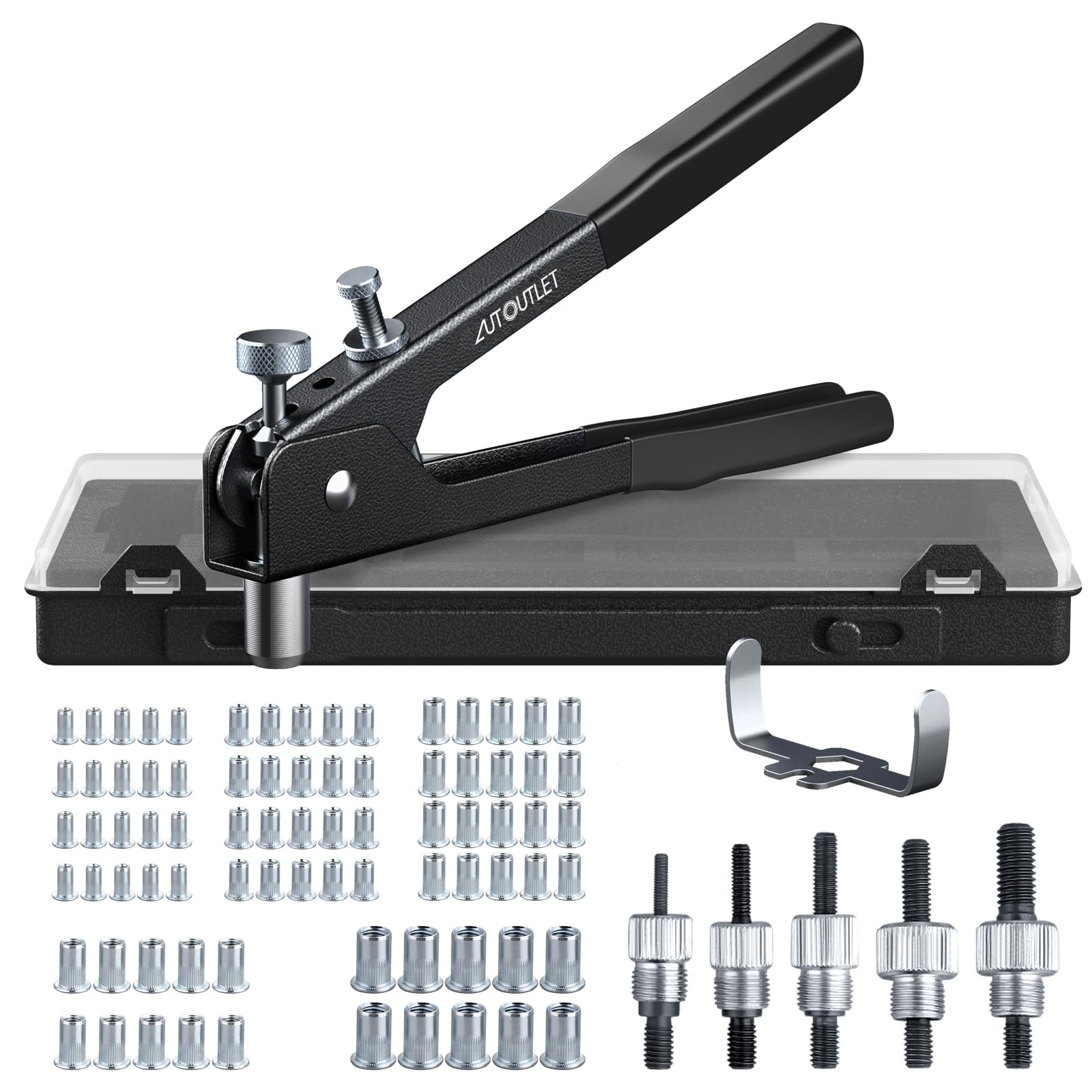 AUTOUTLET Kit de 8"Pistolet à Rivets (Noir)