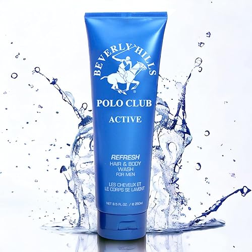 Beverly Hills Polo Club Jabón refrescante y limpiador para el cabello y el cuerpo para hombres con aromas de diseñador de lujo BHPC 8.5 oz (activo)