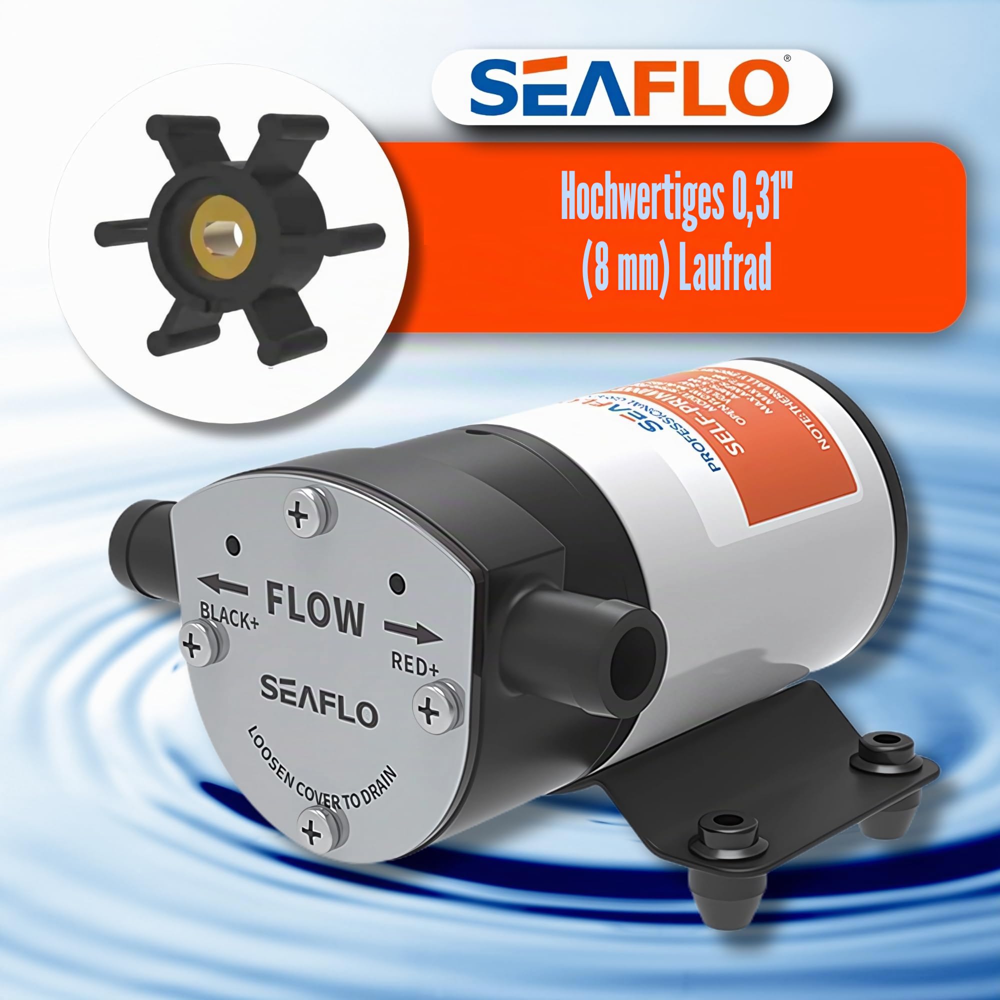 SEAFLO Marine Bilge/Balastpumpe, 12 V, 8 GPM, selbstansaugend