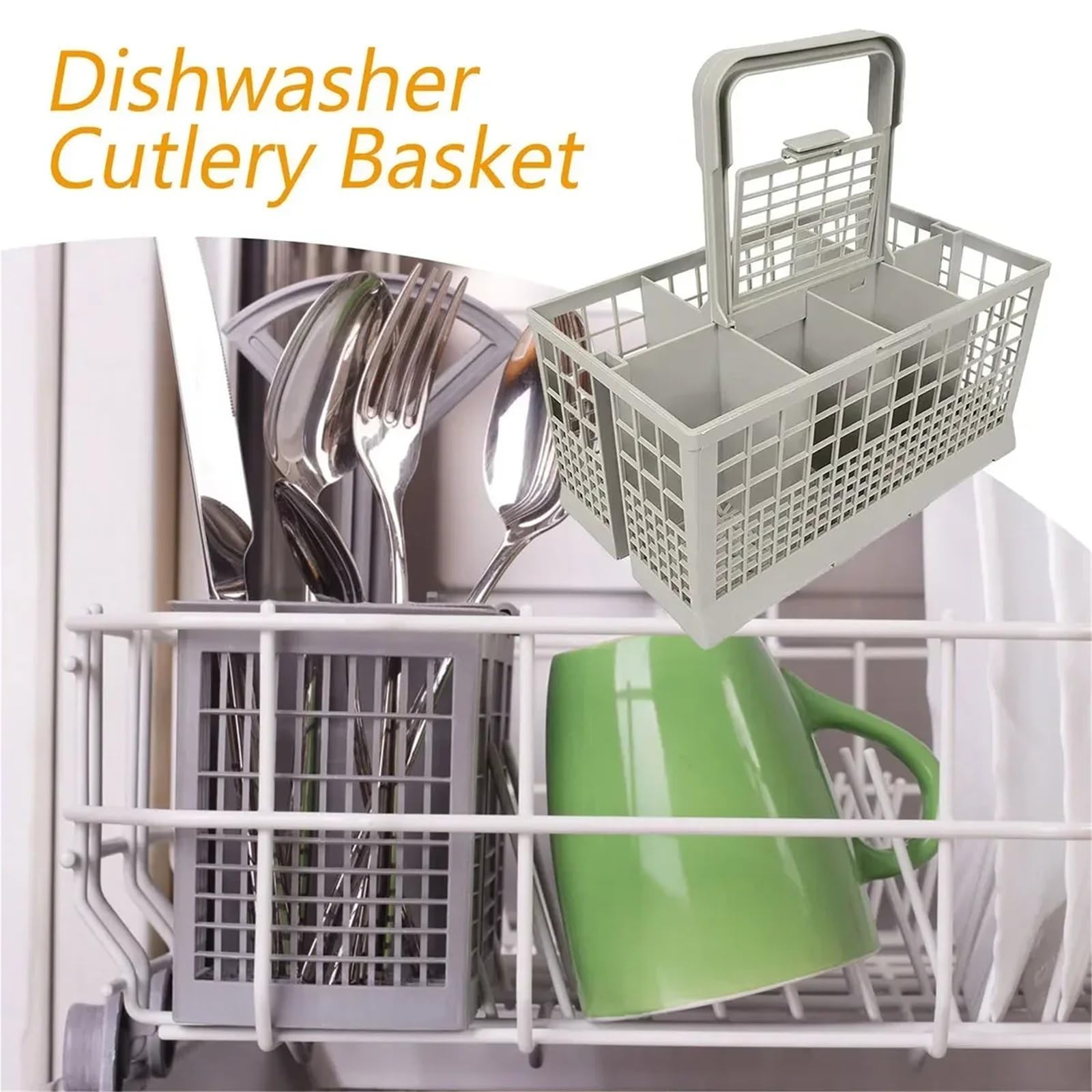 Cesta for cubiertos universal plegable for lavavajillas | Organizador de vajilla de cocina, accesorio de repuesto for lavavajillas domésticos.(2Pcs)