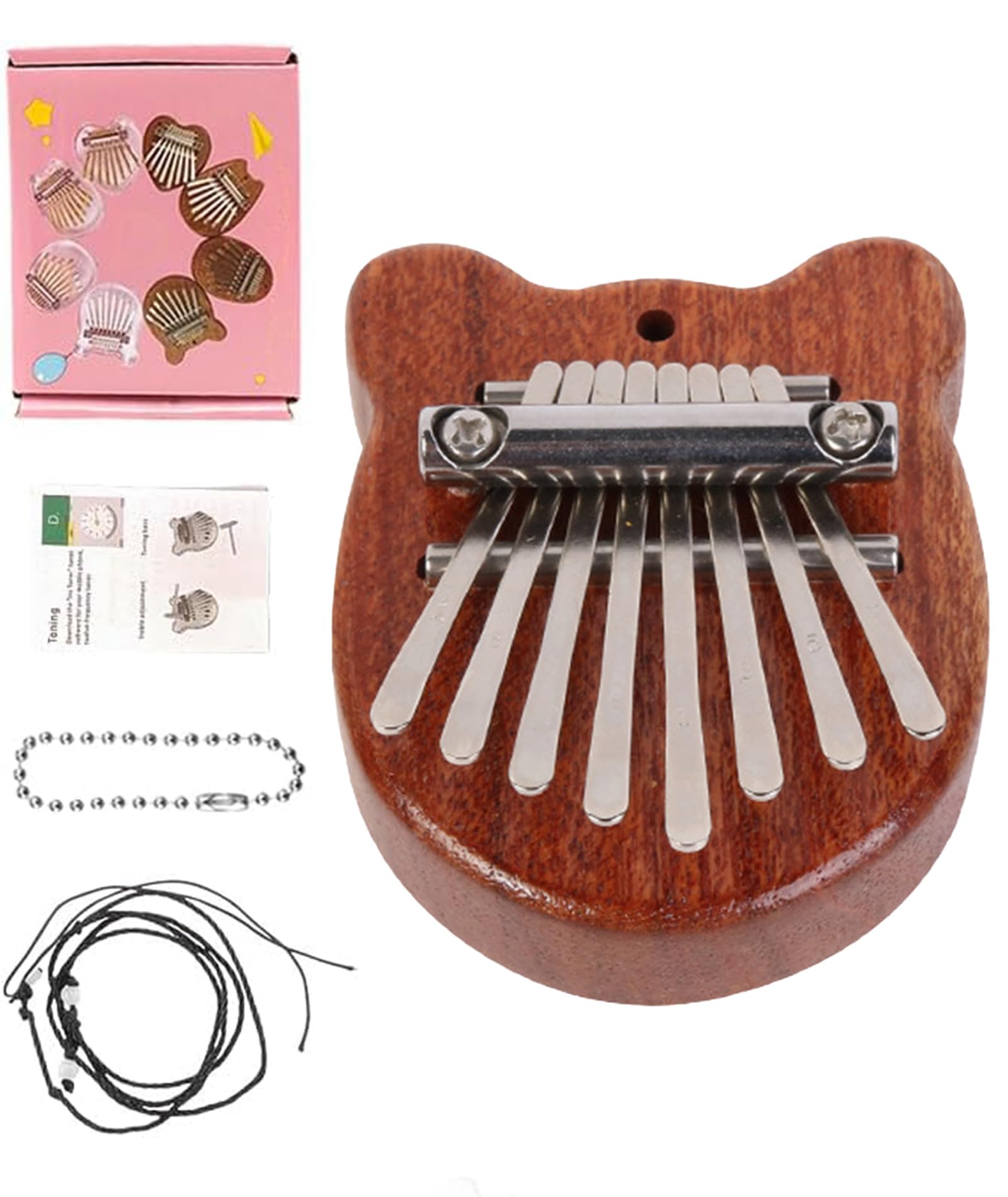 Musical Instrument, Bear-Shaped 8-Key Thumb Piano with Gift Box, Portable for Beginners, Travel, Home Decor, Stress Relief & Gifting-image-22