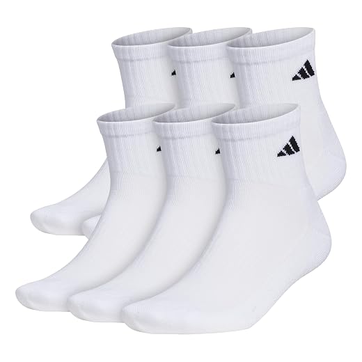 adidas Men's Athletic Cushioned Quarter Socks with Arch Compression (6 Pairs)