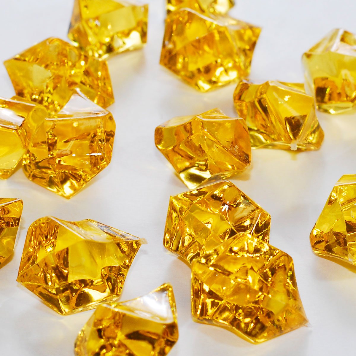 Acrylic Ice Rock Cubes 1 Lb Bag, Vase Filler or Table Decorating Idea (Yellow)