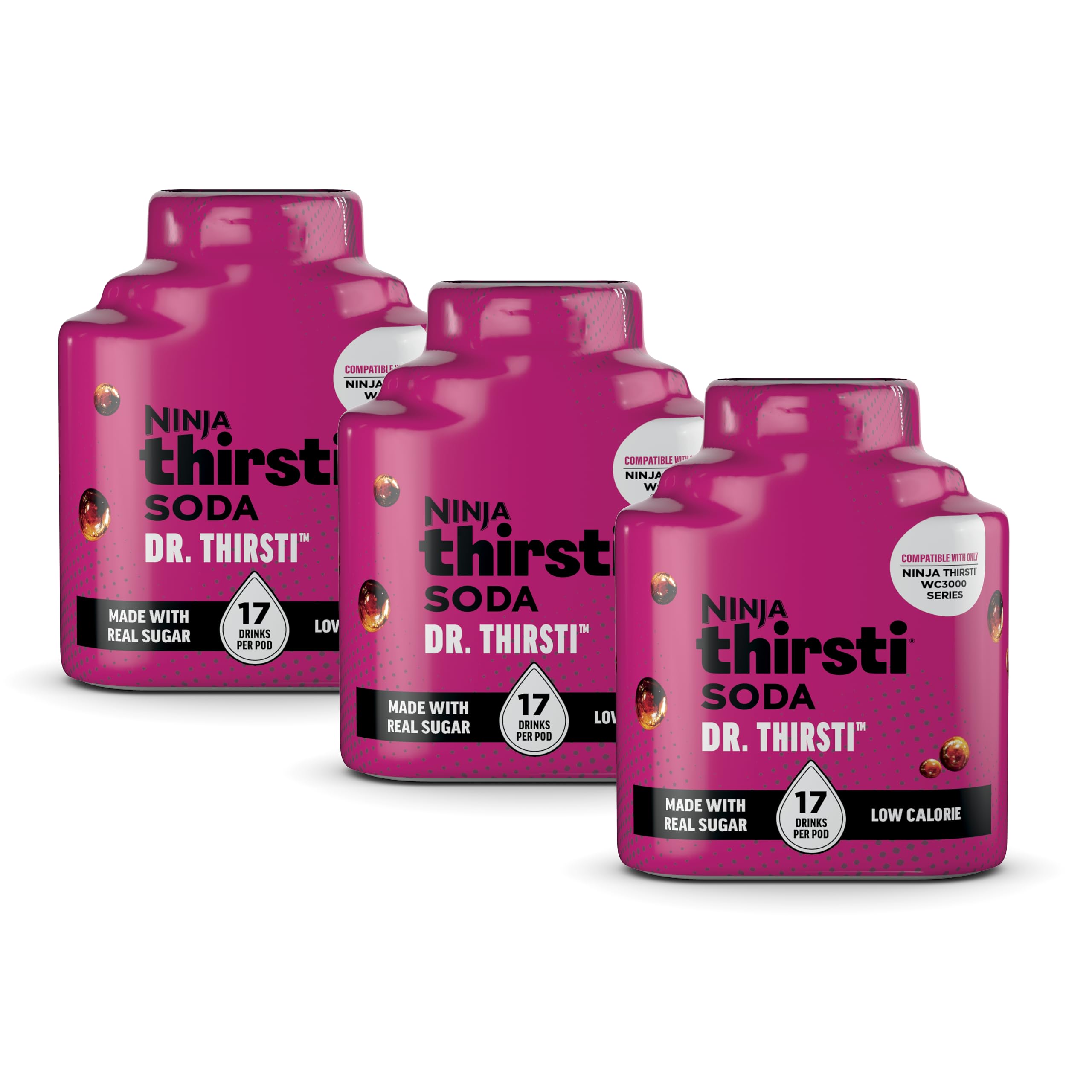 Ninja Thirsti Low-Calorie SODA Dr. Thirsti Flavored Water Drops | 3 Pack | Compatible with the Ninja Thirsti Ultimate Drink System | WCFXLDRTAM