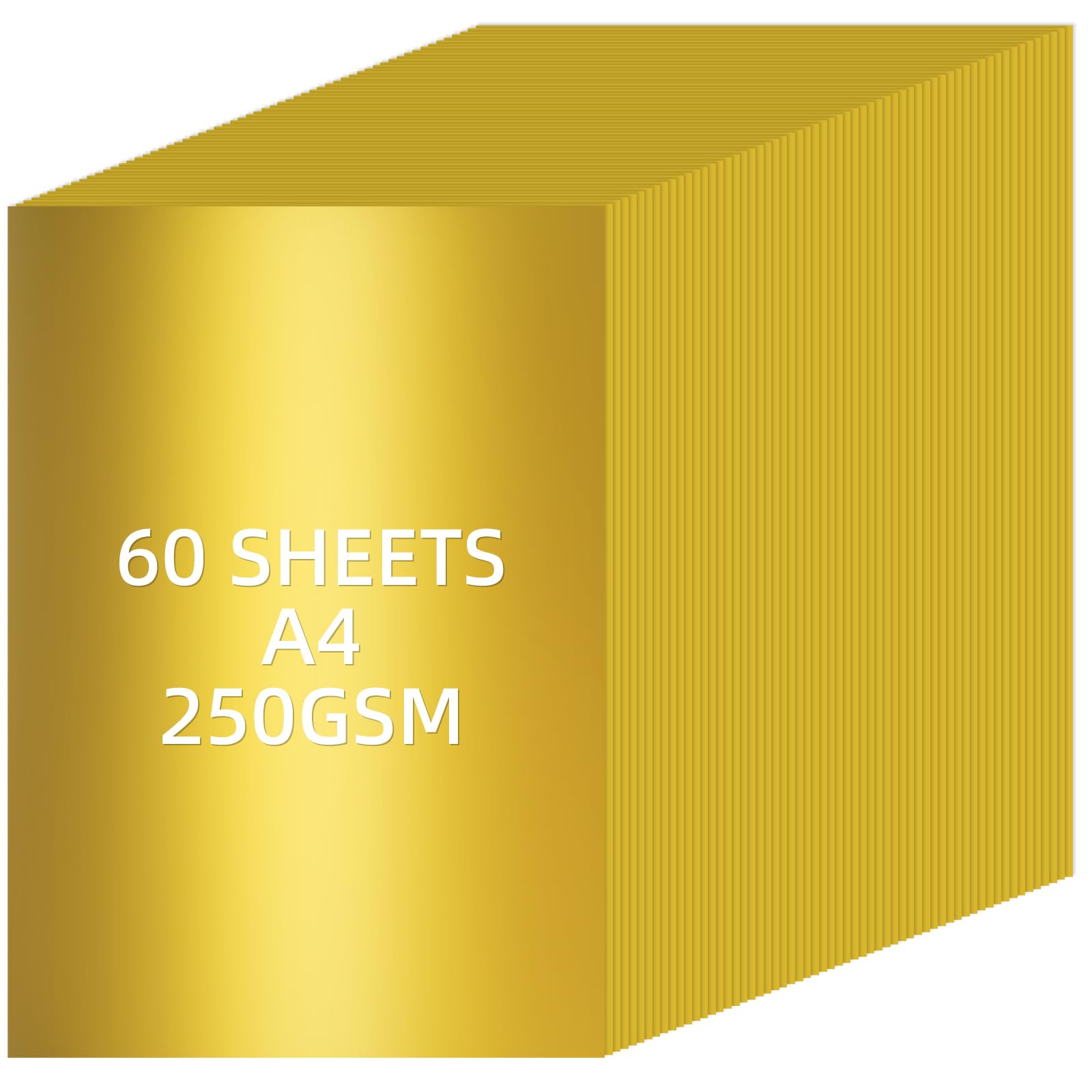 APXEL Golden Mirror Cardstock Paper, 60 Sheets 250gsm Metallic Reflective Paper, Thick Shiny Foil Cardstock for Crafts DIY Projects Birthday Party Decoration