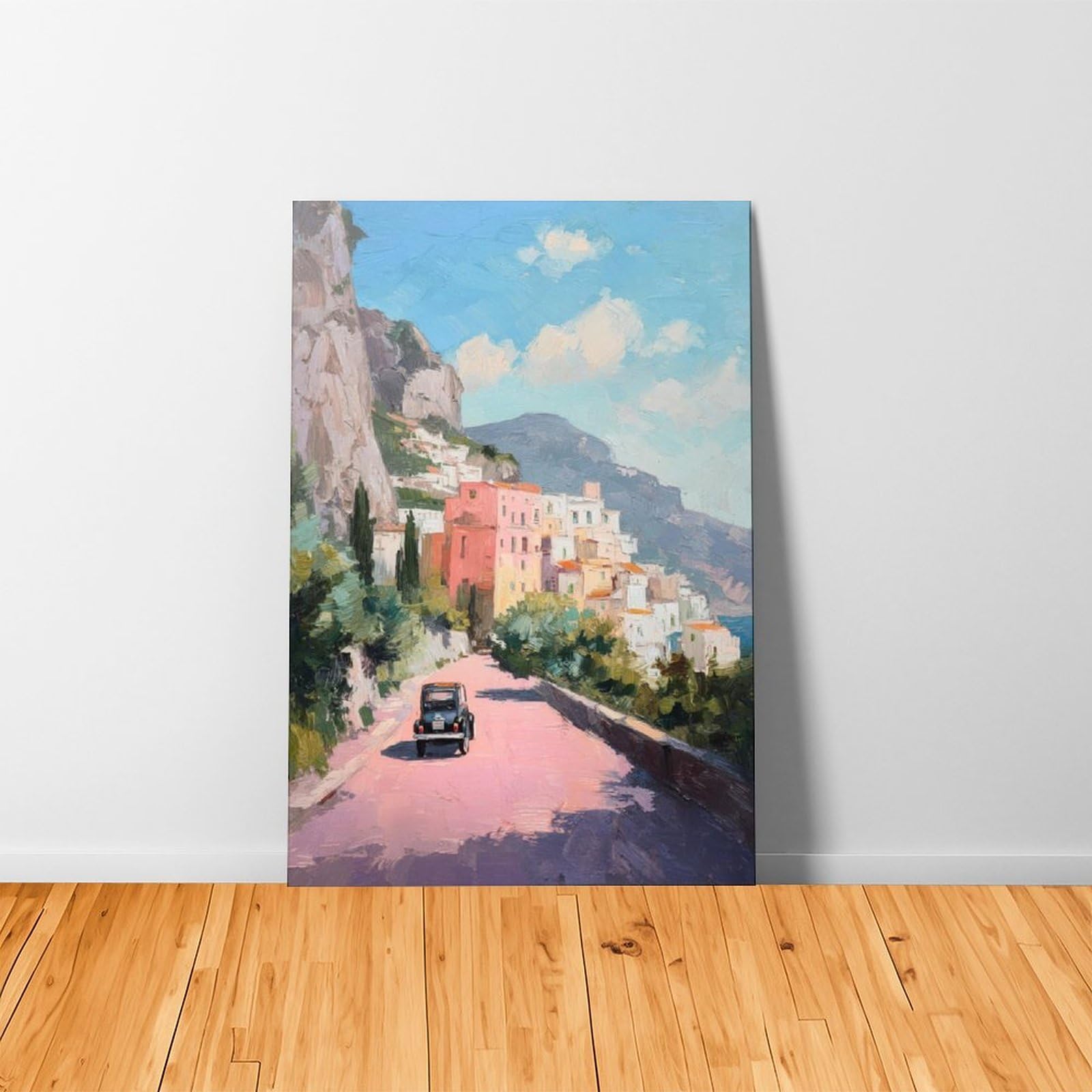 Quark Retro Amalfiküste Wandkunst Italien Küstenmalerei Poster Pastellrosa 2