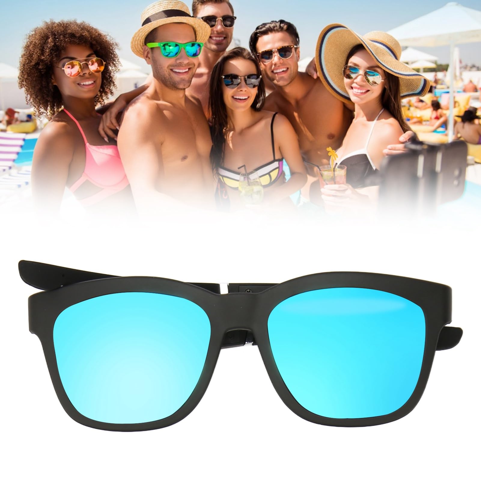 OcchialiIntelligenti Occhiali da Sole Wireless a Conduzione Ossea per Guida, Vacanze, Spiaggia con5.0, Riduzione del Rumore (blu)