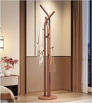 Coat Rack Stand All Wood Coat Rack Floor Bedroom Home Vertical Hanging Clothes Rack B&B Clothes Rack Indoor Drying Rack Hall Tree