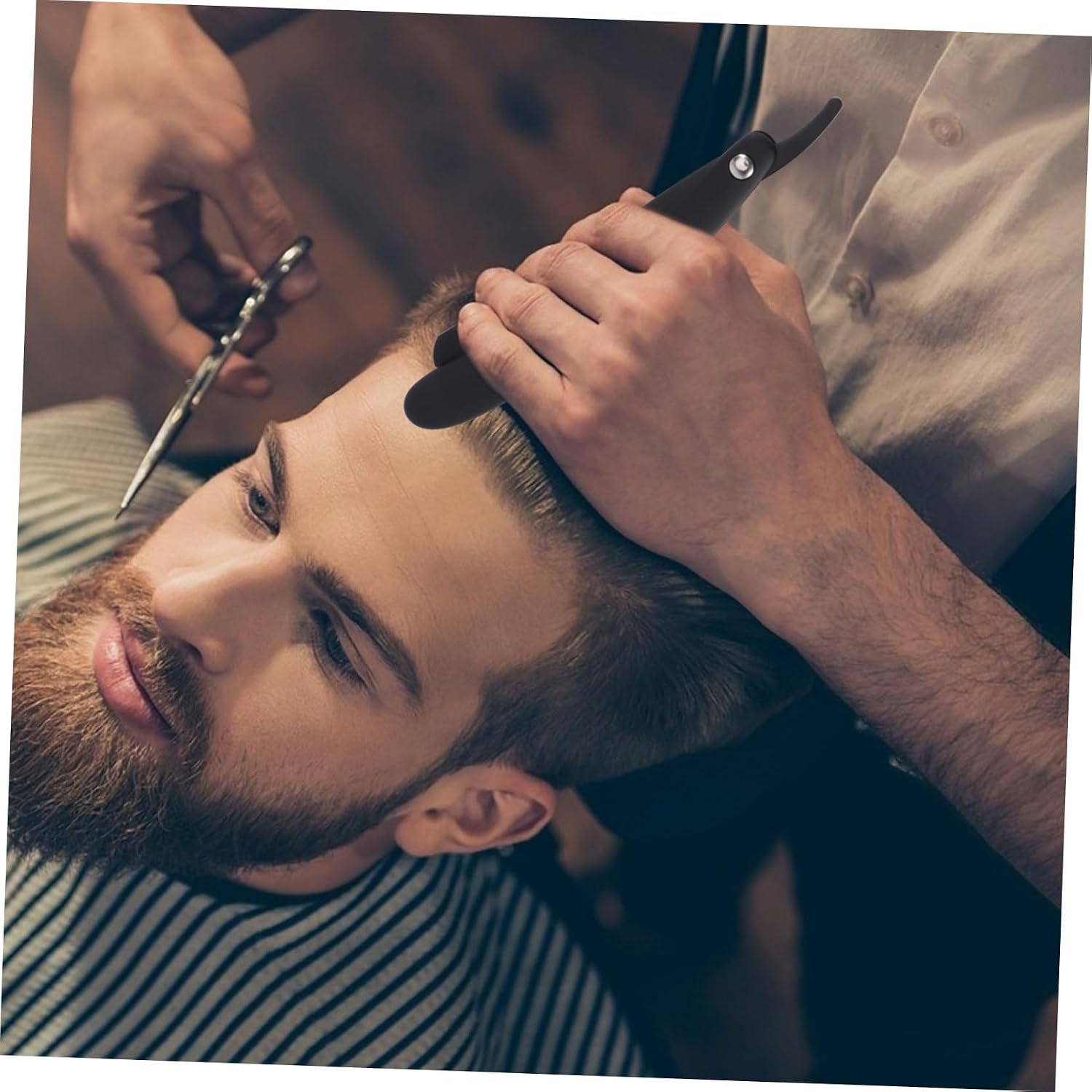 NOLITOY Trimmer for Men Beard Trimmer Holder Razor Manual Shaver Holder Beard Trimming Tool Chrome Beard Care