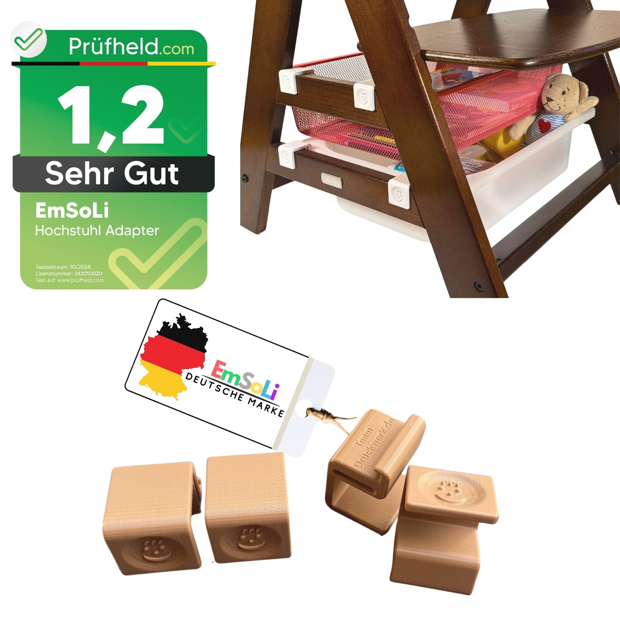 [ TEST SEHR GUT, NOTE 1.2 *]EmSoLi Adapter Braun für Ikea Trofast Box Korb Drahtkorb - kompatibel mit Hauck Alpha, Alpha Plus, Beta - Baby Hochstuhl Hochstühle Kinderstuhl Zubehör Kinder Hoch Stuhl
