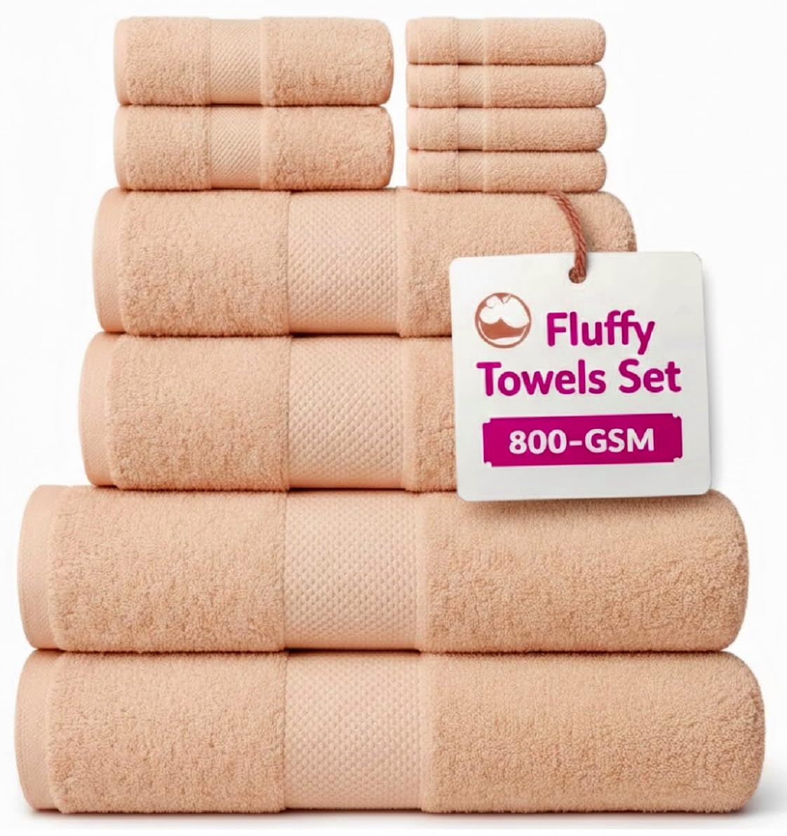EDB Premium Super Jumbo Extra Large Bath Sheet 100% Egyptian Cotton 800-GSM Soft Towels Quick Dry Highly Absorbent Face Cloth, Hand Towel, Bath Towel Hotel, Gym Quality (Butter Cream, 2X Face Cloth)