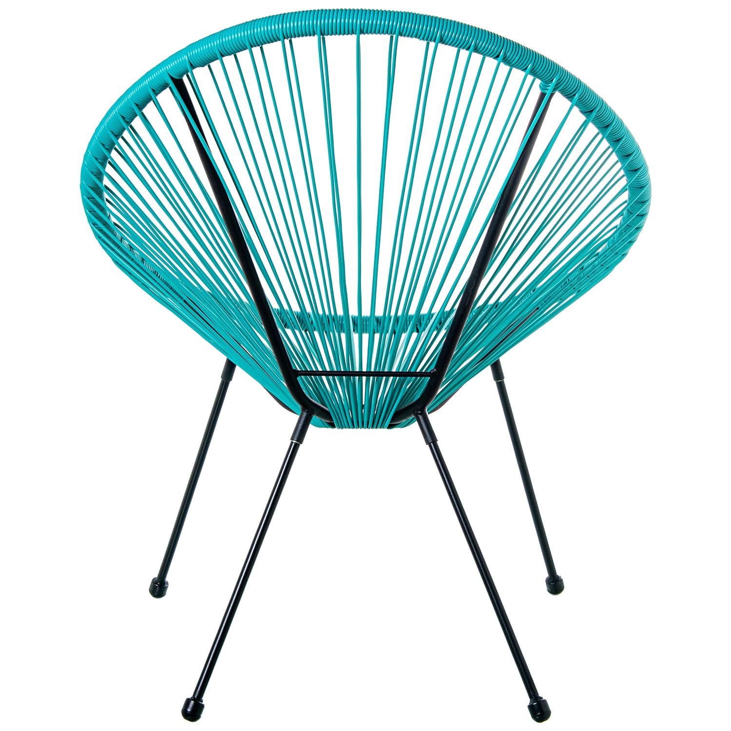 DRW Sillon Exterior de Acero y Mimbre Sintetico PE en Azul 80x71x83 cm
