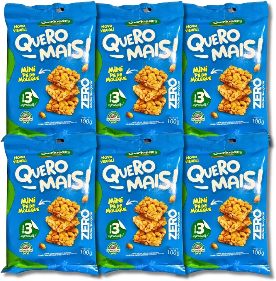 Mini Pé de Moleque Quero Mais Zero Açúcar Guimarães - Pack 6 un