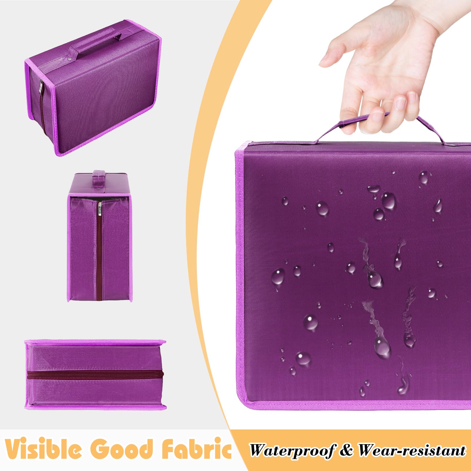 Custodia per CD, capacità 384, porta CD/DVD, organizer a portafoglio, portatile, per casa e viaggi (viola)