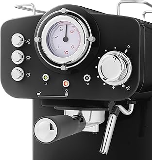 Swan SK22110BN Retro Espresso Coffee Machine with Milk Frother, Steam Pressure Control, 1.2L Detachable Water Tank, 1100W, Retro Black