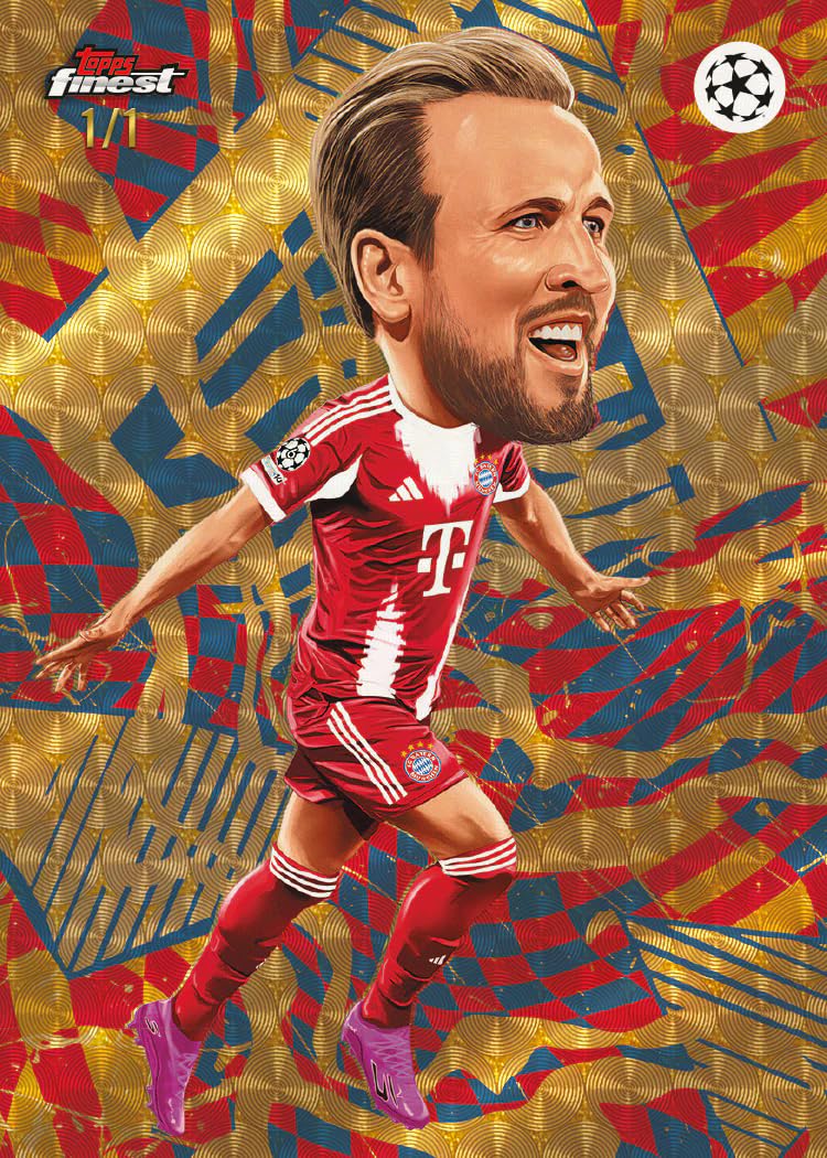 Topps Finest UEFA Club Competitions 2025/26 Hobby Box – 6 Packs, 10 Karten pro Pack, 2 Autogramme pro Box