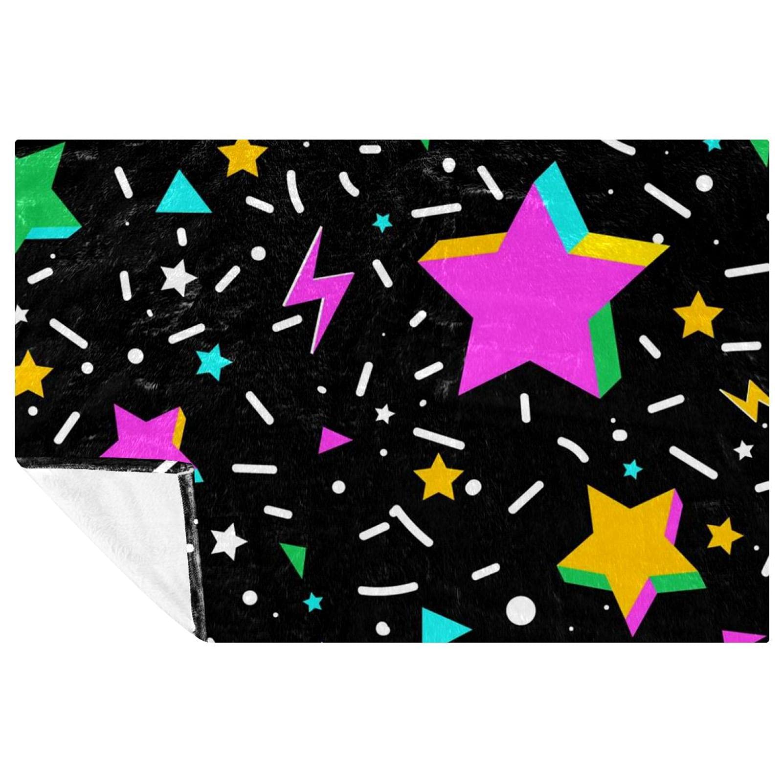 Couverture douce lit plaid canapé jeté de lit chaud étoiles colorées 150x100cm