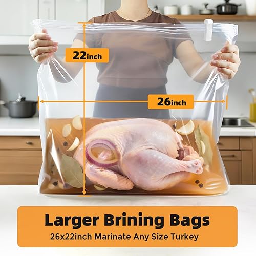 Miniatura 2 de Bolsa de salmuera de pavo, bolsas de salmuera para pavo de 25 libras y más con 3 cuerdas y clips, regalos para mamá, papá o hombres que aman cocinar