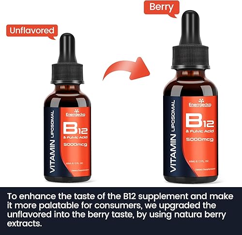 Miniatura 3 de Vitamina B12 liposomal 5000mcg líquido sublingual maximiza la absorción, vegano B12 metilado con ácido fúlvico, metilcobalamina 3 en 1 para energía,