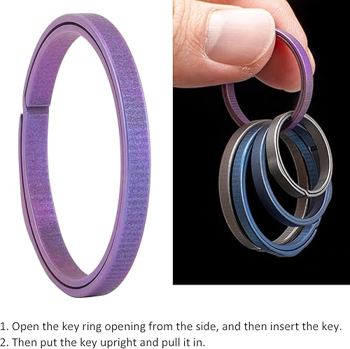 Miniatura 5 de VBESTLIFE Llavero de aleación de 1.299 in ligero portátil con abertura lateral en forma de arco Split Llavero Anillos O planos, Púrpura