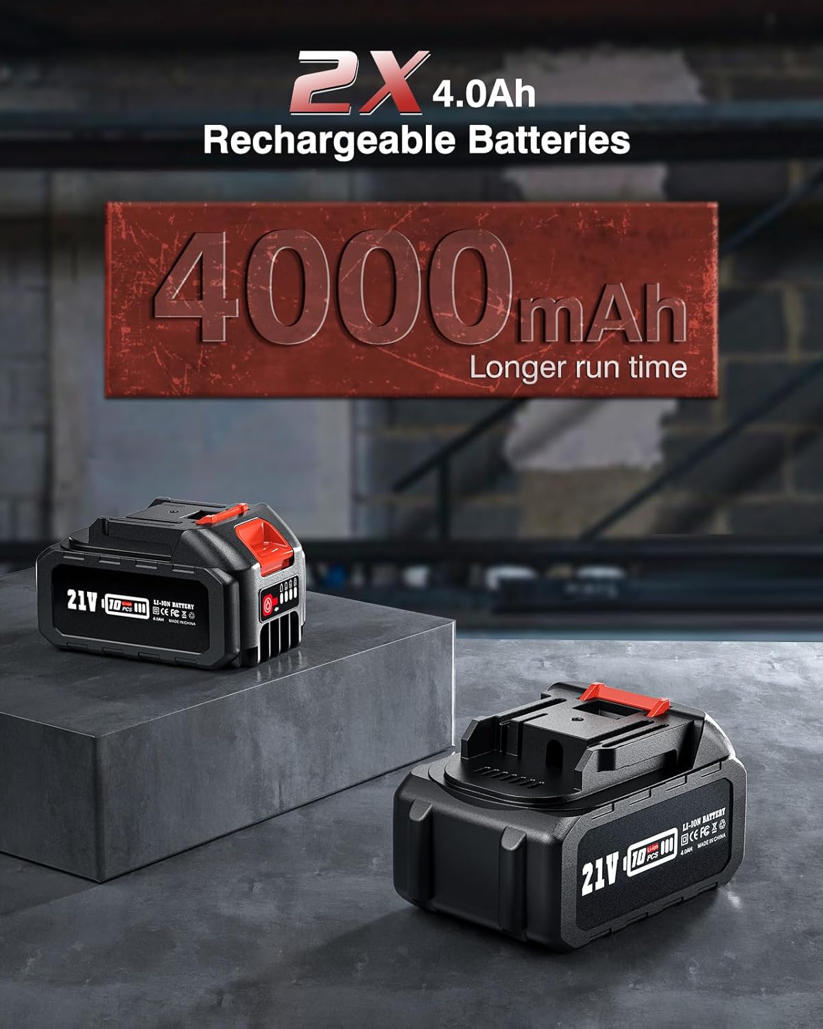 Two 4.0Ah Rechargeable Batteries