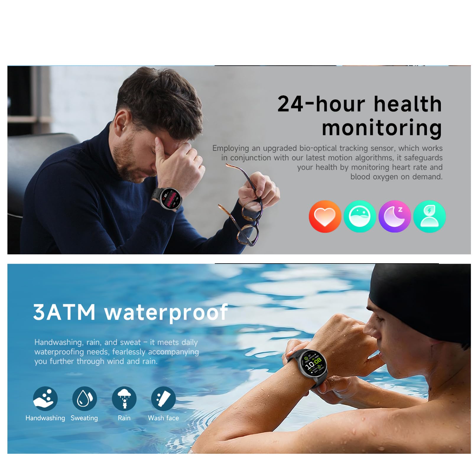 Montre Connectée GPS, écran HD de 1,32 Pouces, Tracker d'activité avec 100 Modes Sportifs, Altimètre Multi-GNSS, Baromètre, Boussole, pour Camping en Plein Air, Randonnée (Black)