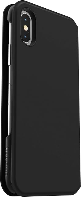 OtterBox Strada Via Case for iPhone X / iPhone Xs, Shockproof, Drop Proof, Slim, Soft Touch Protective Folio Case with Card Holder, 2x Tested to Military Standard, Black