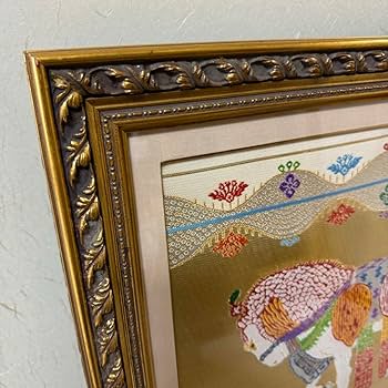 Amazon.co.jp: 龍村平蔵作 干支の錦 天竺白馬文壁掛 共箱 龍村