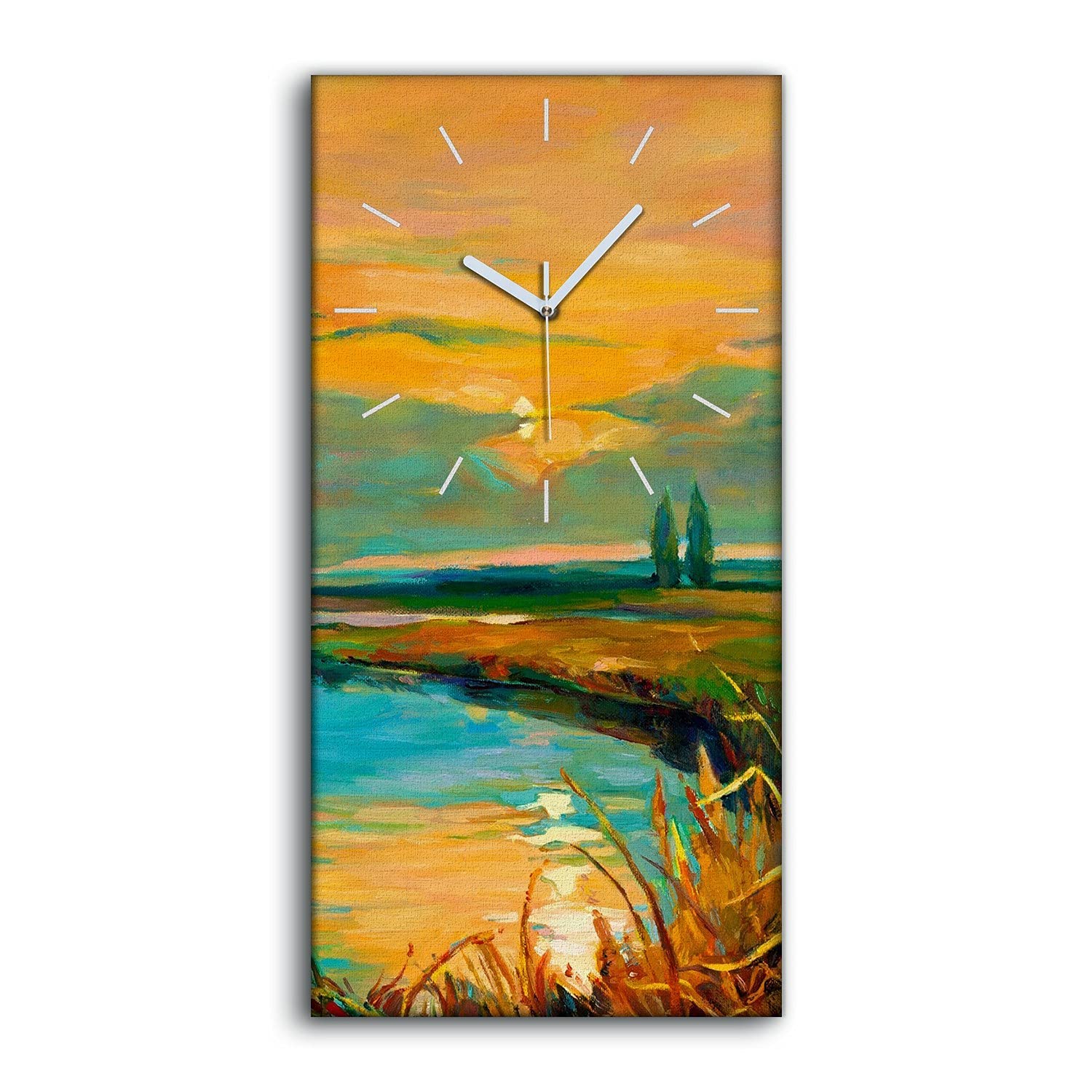 Horloge sur Toile Art Moderne Salon Tableau Horloge Coucher de Soleil Décoration Murale 30x60