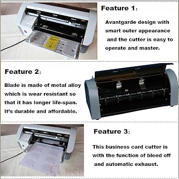 Electric Business Card Cutting Machine, Automatic Business Card Cutter Binding Machine, Adjustable Margin 5-15mm, 350 GSM Max Slitting Capacity, 10 Cards Per Sheet, 30+ Cards Per Minimum Speed