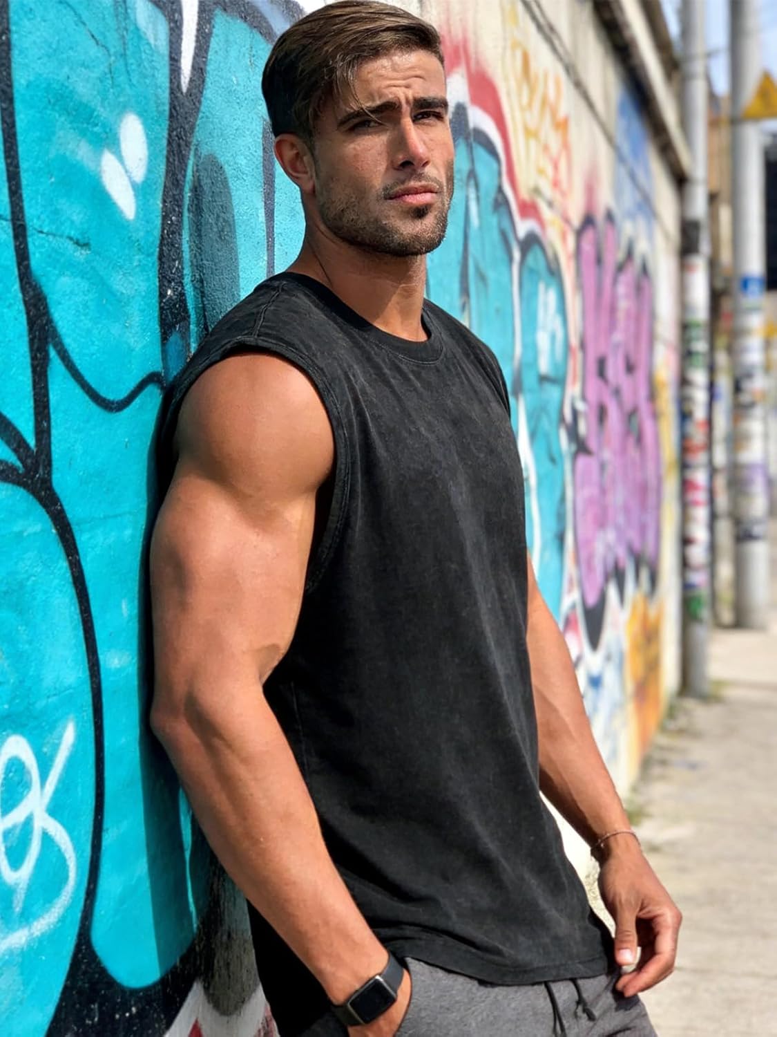 CHICGAL Mens Tank Tops Summer Sleeveless Muscle Shirts Cotton Loose Fit Tee Shirts - Image 3