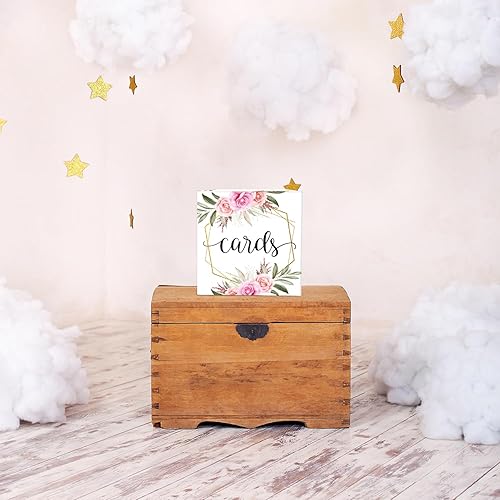 Miniatura 4 de Caja de tarjeta floral rosa verde, 8 x 8 x 8 pulgadas, soporte para caja de dinero de regalo, boda, fiesta, cumpleaños, despedida de soltera, baby