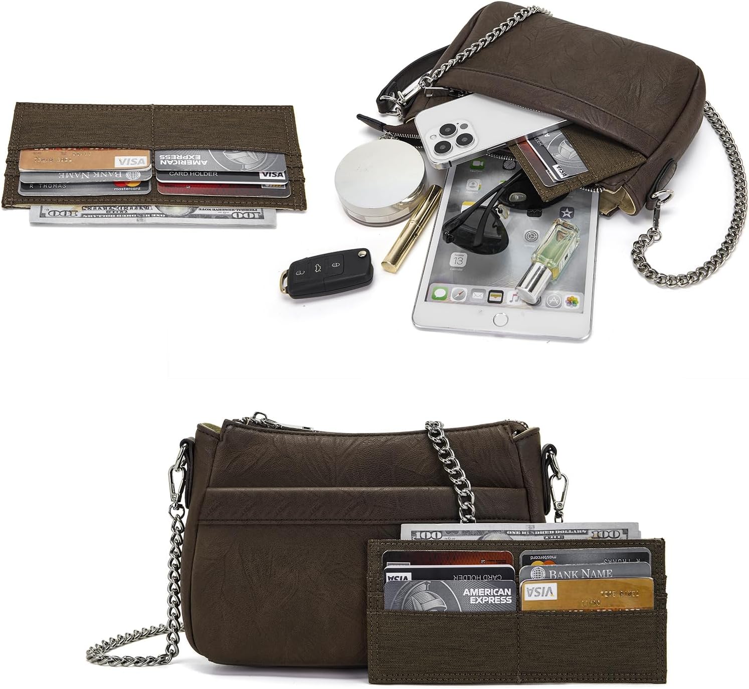 Idesort Small Crossbody Bags Purse for Women Vegan Leather Lightweight Shoulder Handbags with Card Slots - Image 4