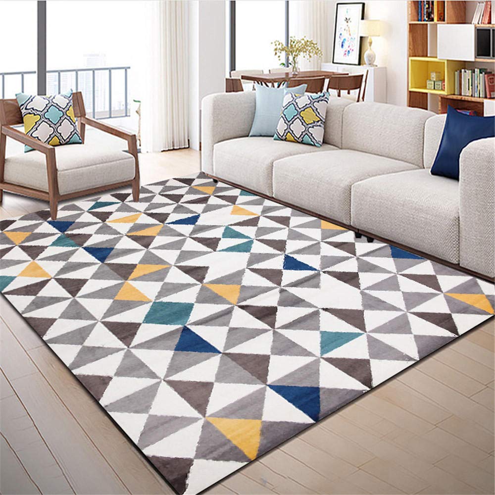 Tapis de chambre facile à nettoyer anti-tache grand rectangle en velours fin gris