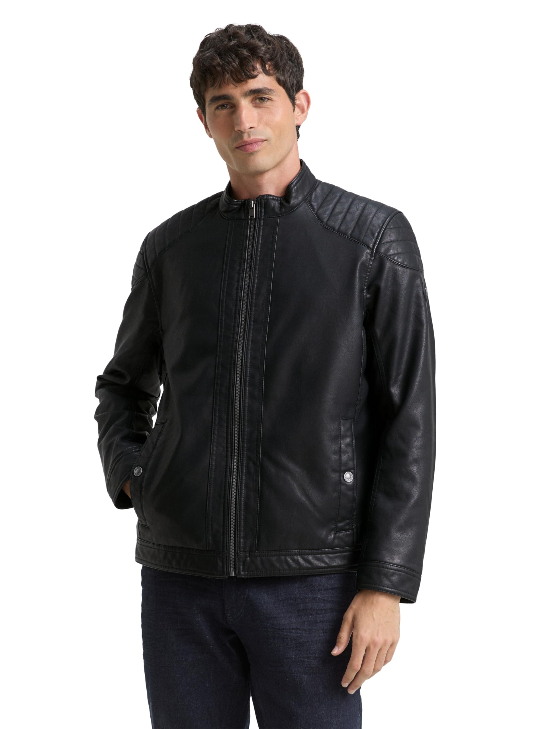 TOM TAILOR Herren Bikerjacke aus Kunstleder