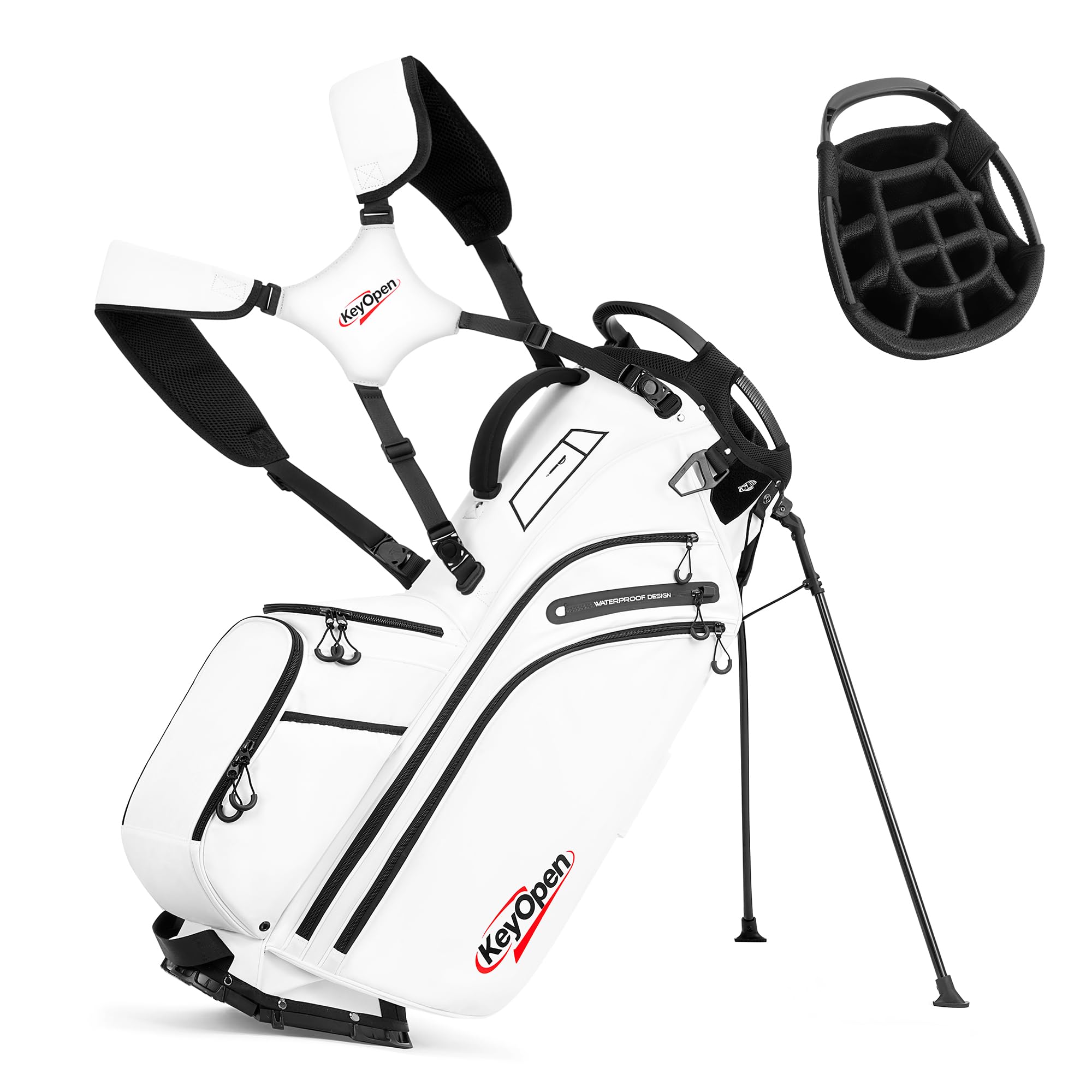 Lightweight Golf Stand Bag, 14 Way Golf Bags with Full Length Dividers for Men Women, Encrypted 900D Weather-Proof Club Carry Bag with Ergonomic Dual Strap, Cooler Pockets, 9 Pockets