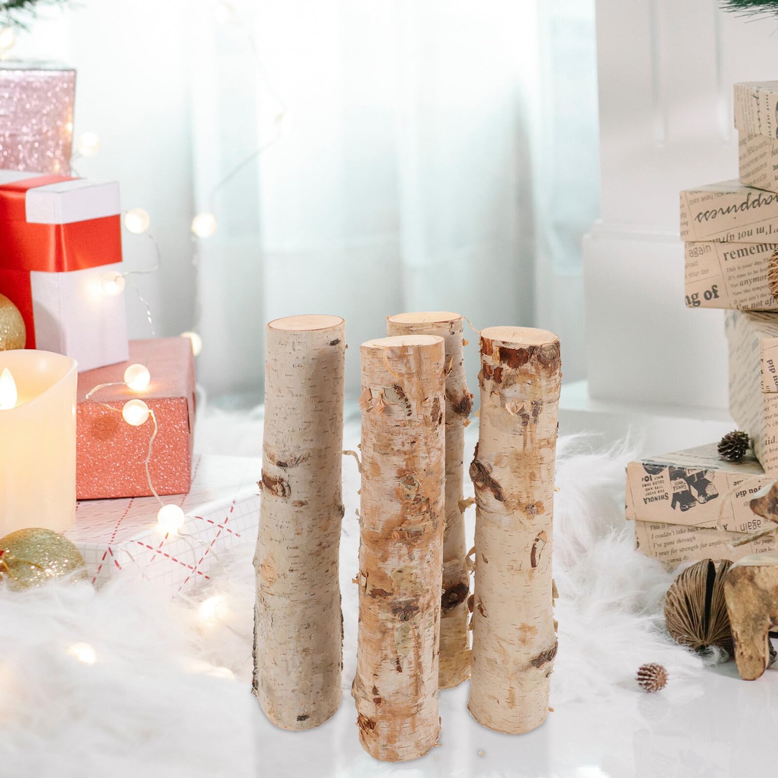 Tronchi Decorativi di Betulla Naturali 4 Pezzi per Decorazione | Legno Leggero, Adatti a Progetti Fai da Te e Composizioni Artistiche, Finitura Artigianale senza Trattamenti