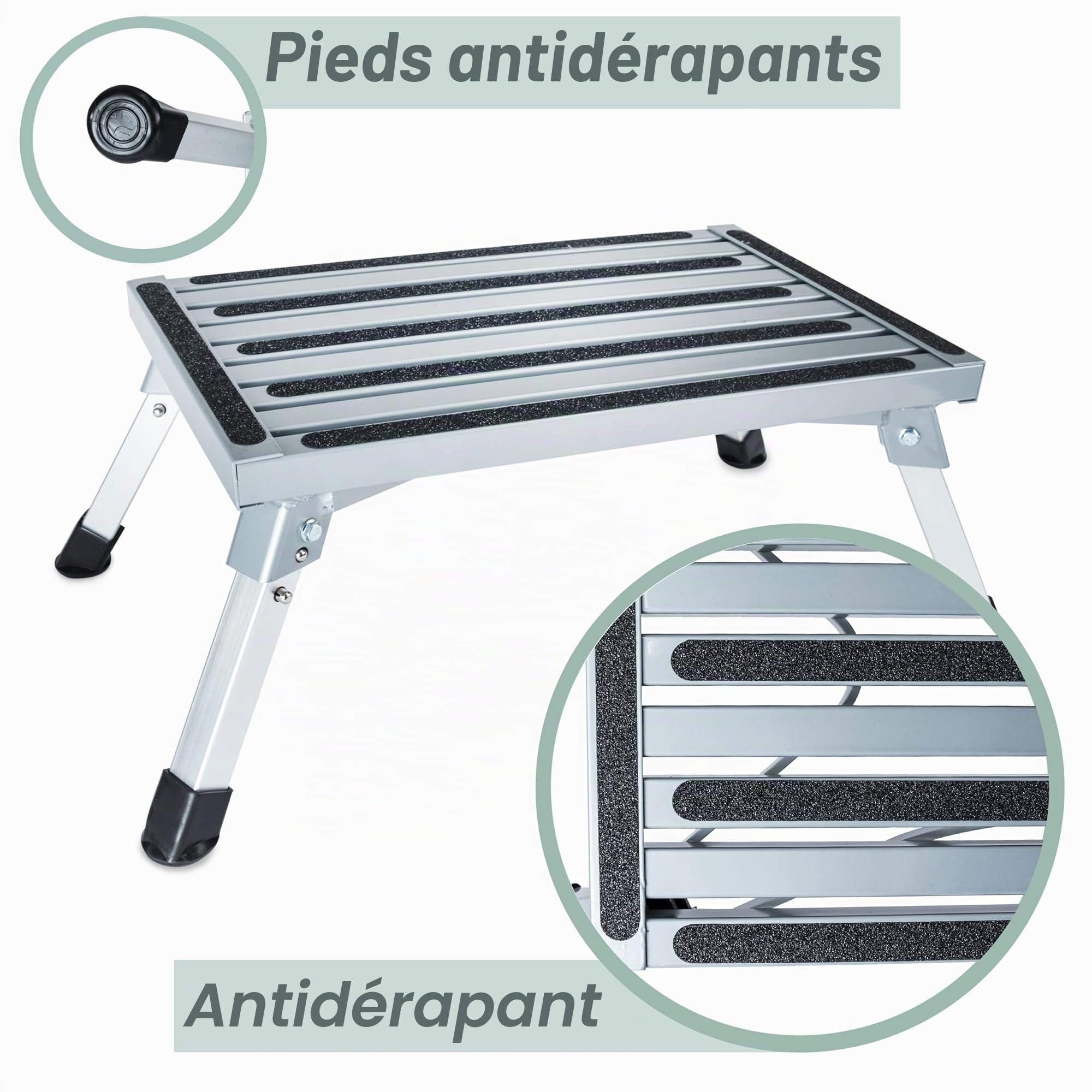 Marchepied Pliable Caravane 72x61x23cm Acier Charge maximale 150kg Surface