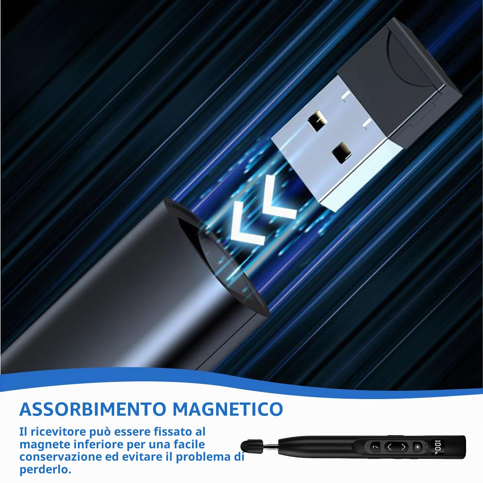 Presenter con puntatore laser, telecomando di presentazione con puntatore estensibile, PowerPoint telecomando, puntatore per presentazioni, puntatore laser, presentazione, per aula aula, aula, ufficio