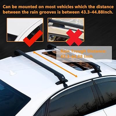 Universal Adjustable Aluminum Car Top Roof Rack Cross Bars - 43.3 Inch, 165lbs Capacity - Yibei-tech YI78295T