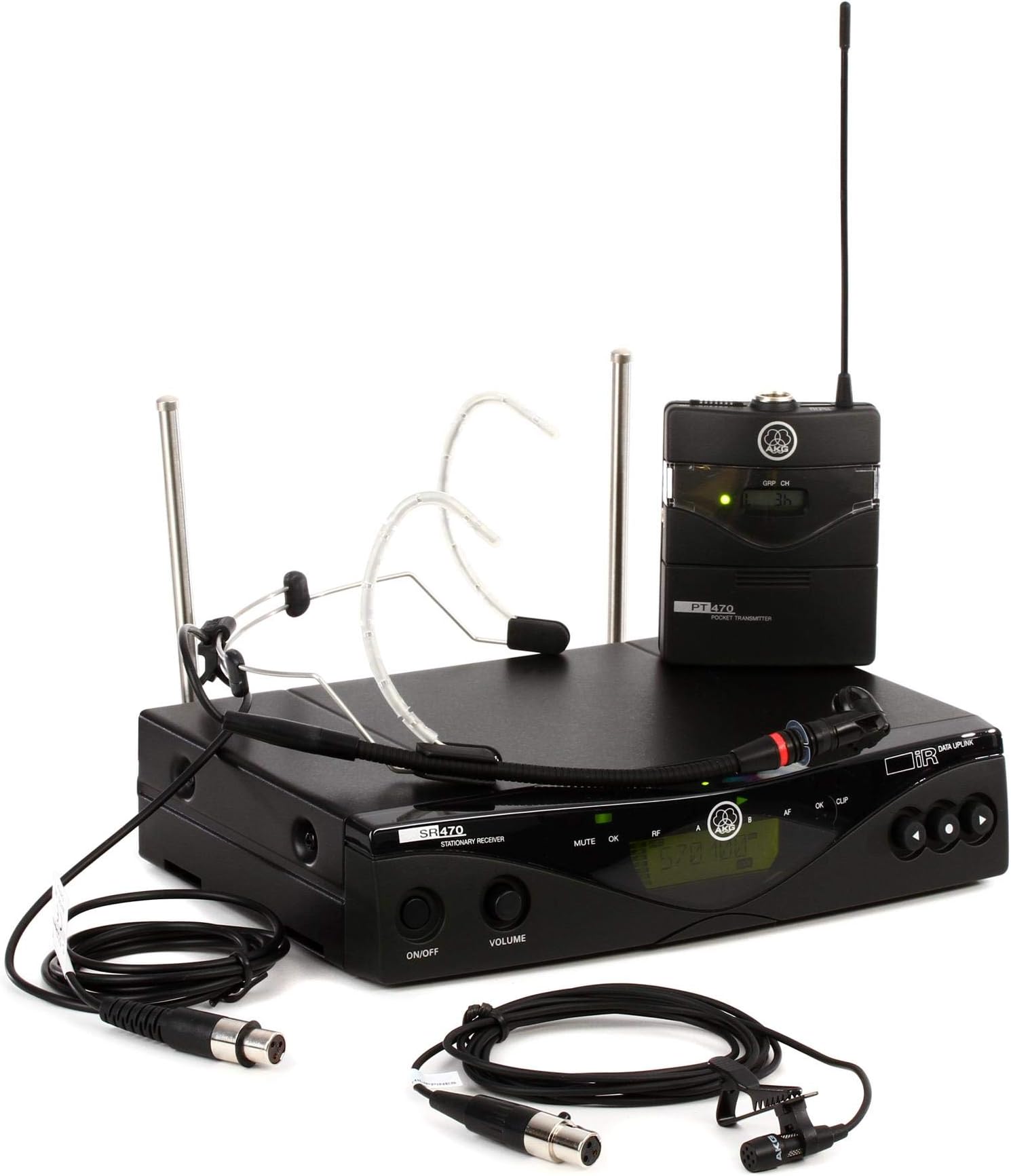 AKG Pro Audio WMS470 Presenter Set Band 8 Wireless Handheld Microphone System with SR470 Stationary Receiver, PT470 Bodypack Transmitter, and CK99L Lavalier Microphone