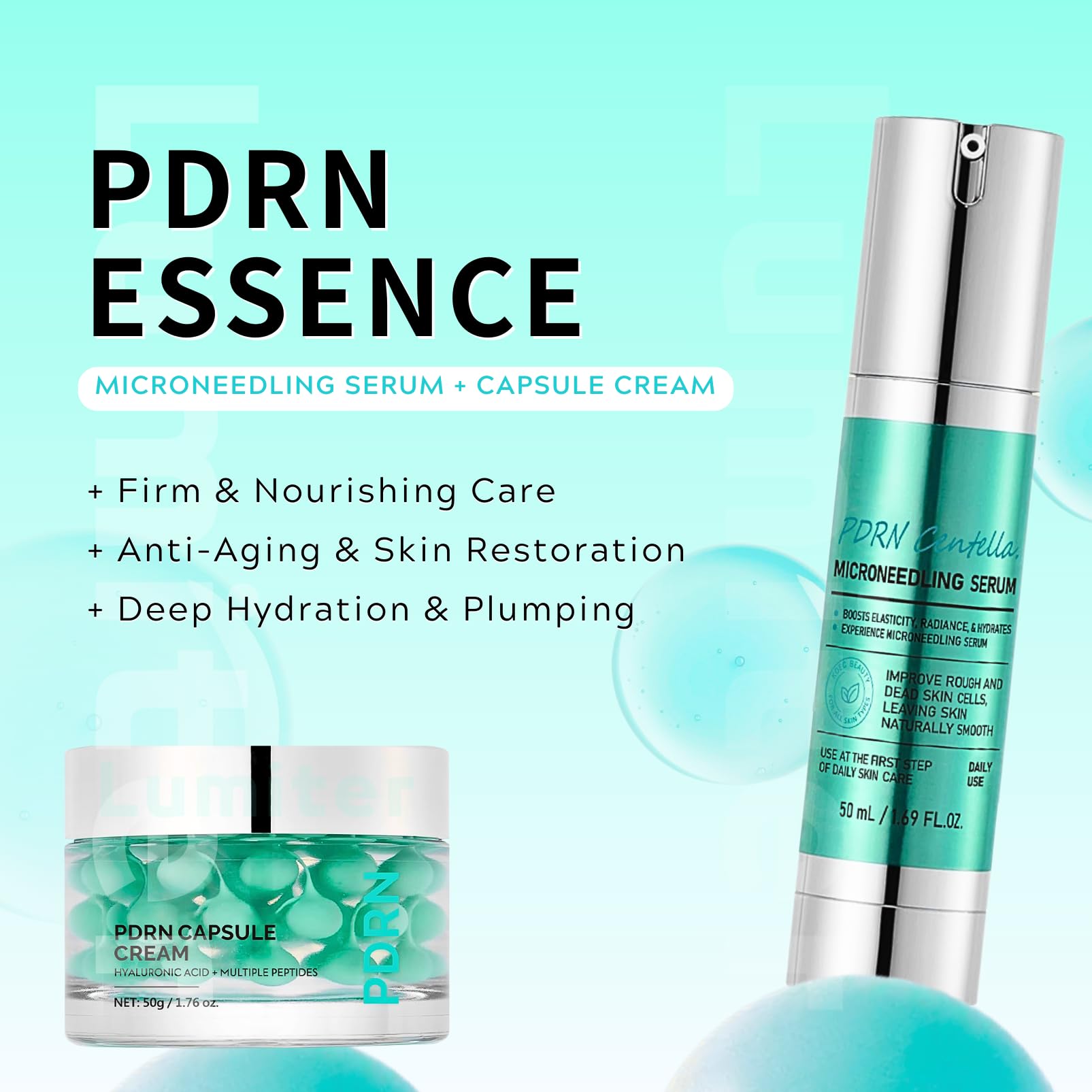 PDRN Serum + PDRN Capsule Cream Duo, PDRN Microneedling Serum for Face Glass Skin PDRN Rejuvenating Cream - Image 2