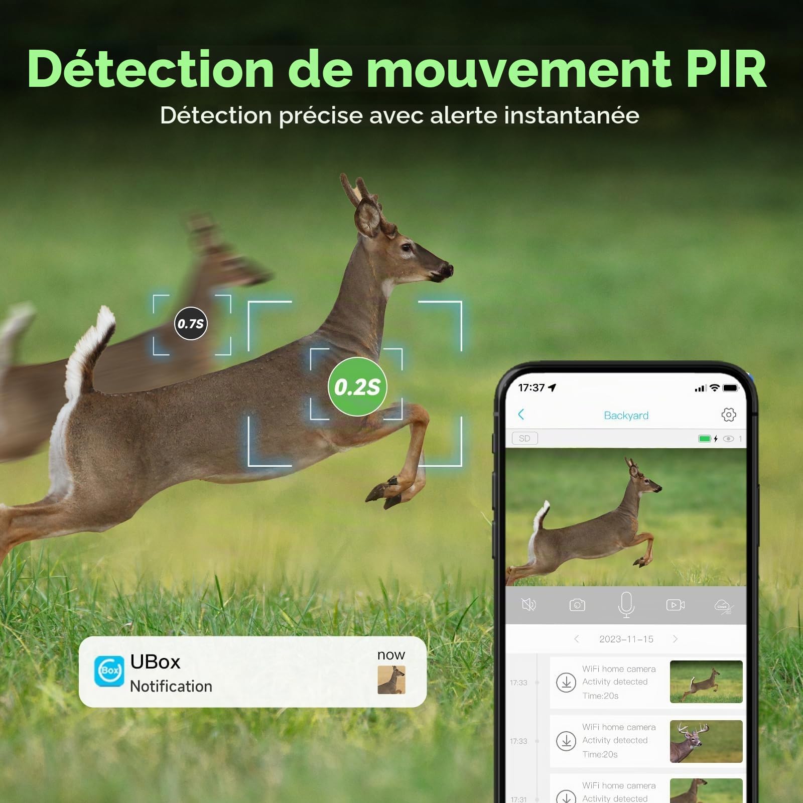 Caméra de chasse 4G LTE solaire avec carte SIM, phototrapage 4K sans WiFi, batterie 10 400 mAh, vision nocturne 950 nm IR invisible, audio bidirectionnel, activation 0,2 s, IP66 étanche