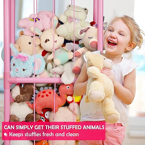 Miniatura 4 de Soporte de almacenamiento de animales de peluche en el zoológico, estante organizador de almacenamiento de felpa de PVC con banda elástica para