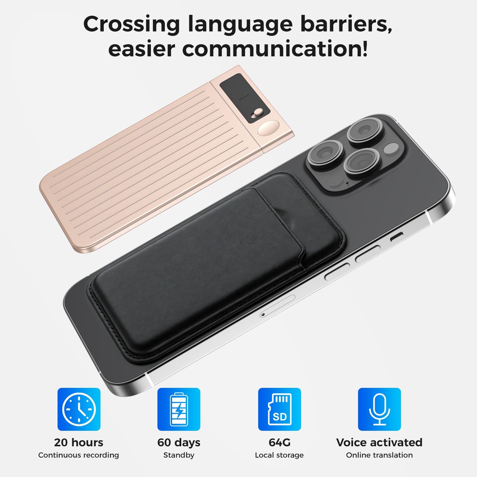 AI Digital Voice Recorder, 64 GB Recording Device with ChatGPT 4o for Transcribing and Summarizing for 120 Languages,Summarizing with AI, Digital Audio Recorder Voice Recorder