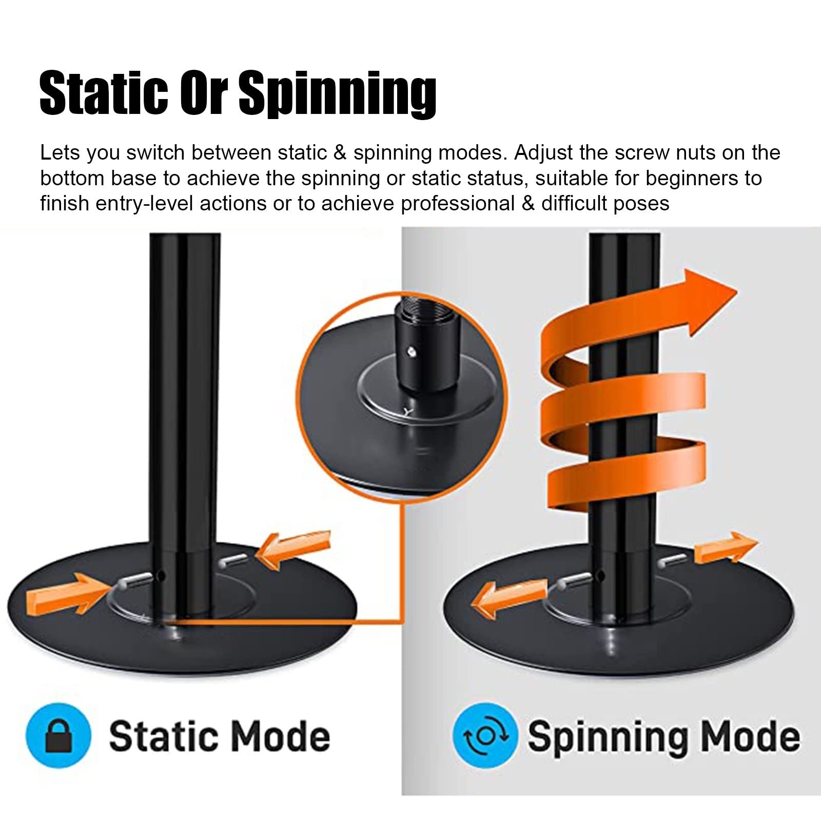 Stripper Pole 45 mm Tanzstange, rotierende statische Tanzstange für Bodybuilding-Training zu Hause, tragbares, abnehmbares Fitnessstangen-Set, maximale Belastung 400 LB
